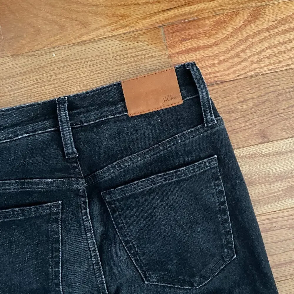 J. Crew Demi Boot Crop Jeans Womens 25 Faded Black Charcoal Raw Hem Kick Flare